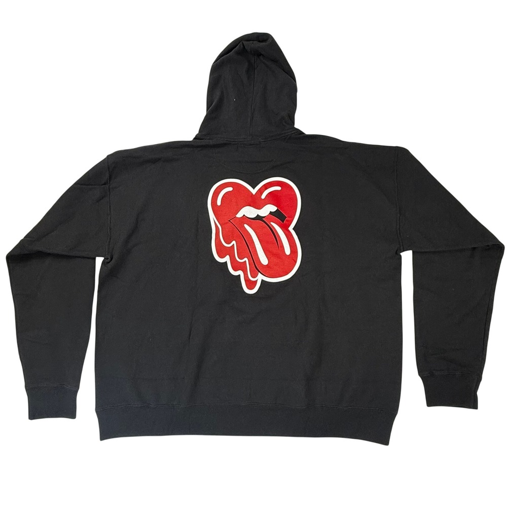 Emotionally Unavailable Black Graphic Heart Tongue Pullover Hoodie Mens XL